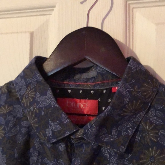 Bruno Blue Floral Print Pocket Long Sleeve Button Down Shirt Mens Large L - Picture 2 of 12